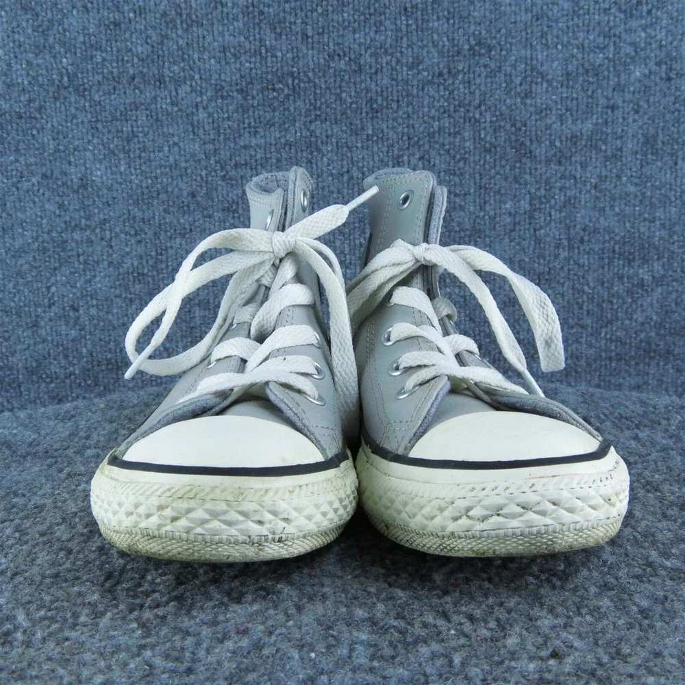 Converse Boys Sneaker Shoes Sz Y 13‎ Medium Athletic Gray Leather Lace Up